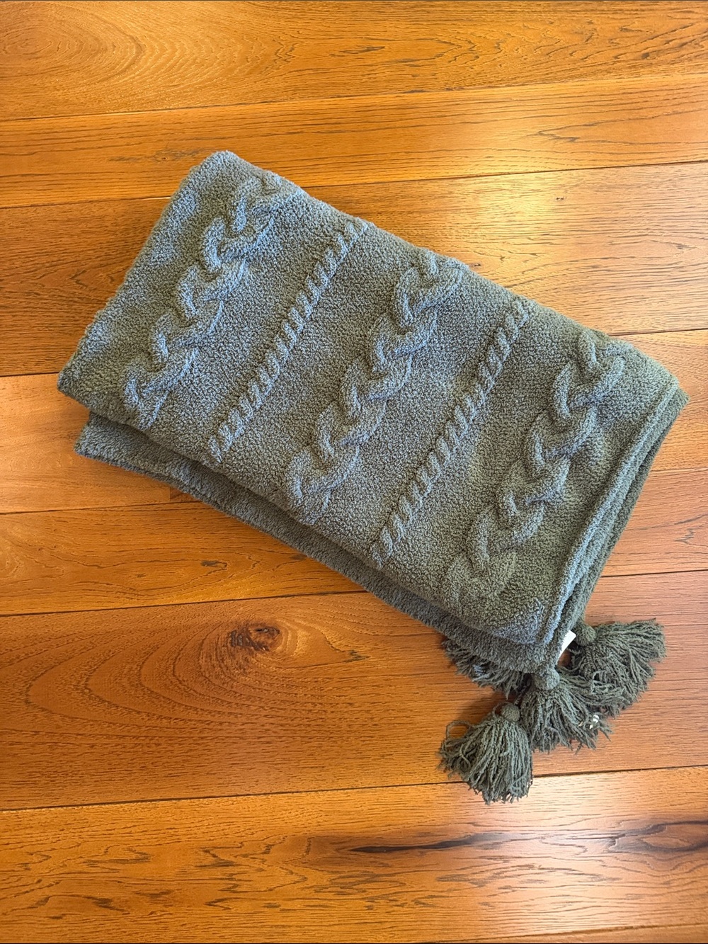 Pottery Barn Classic Cable Knit Throw Dark Froset Green